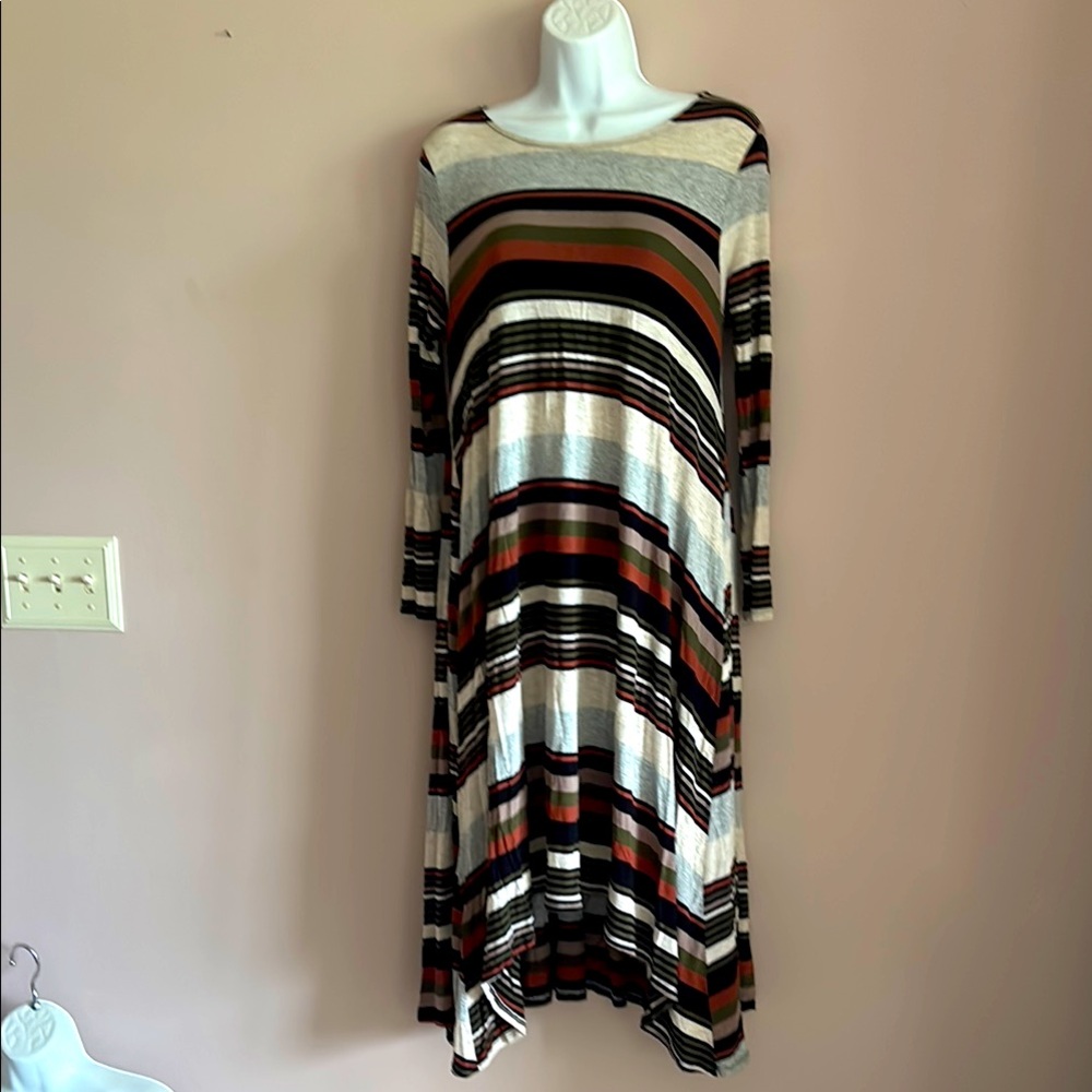 Agnes & Dora Black Brown Dolman Sleeve Dress